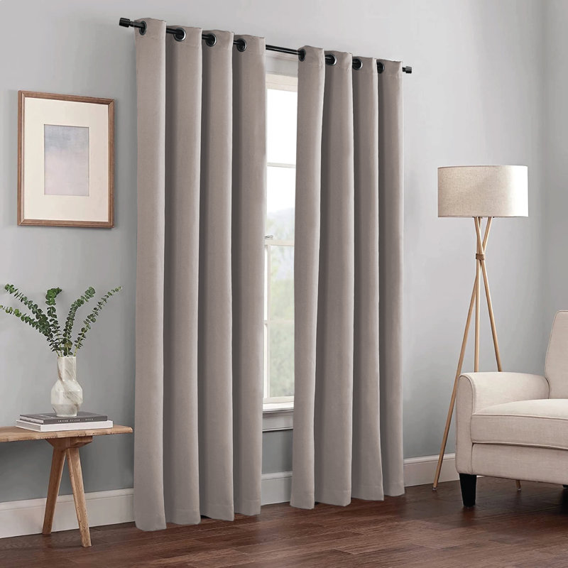 Frasco Blackout Curtain Pair, 167.64cm Width x 228.6cm Drop, Silver