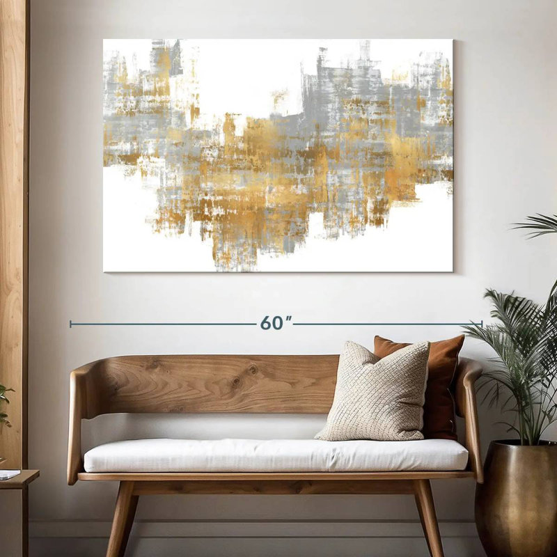 Avery Dynamic Gold On Grey II, 34" H x 51" W