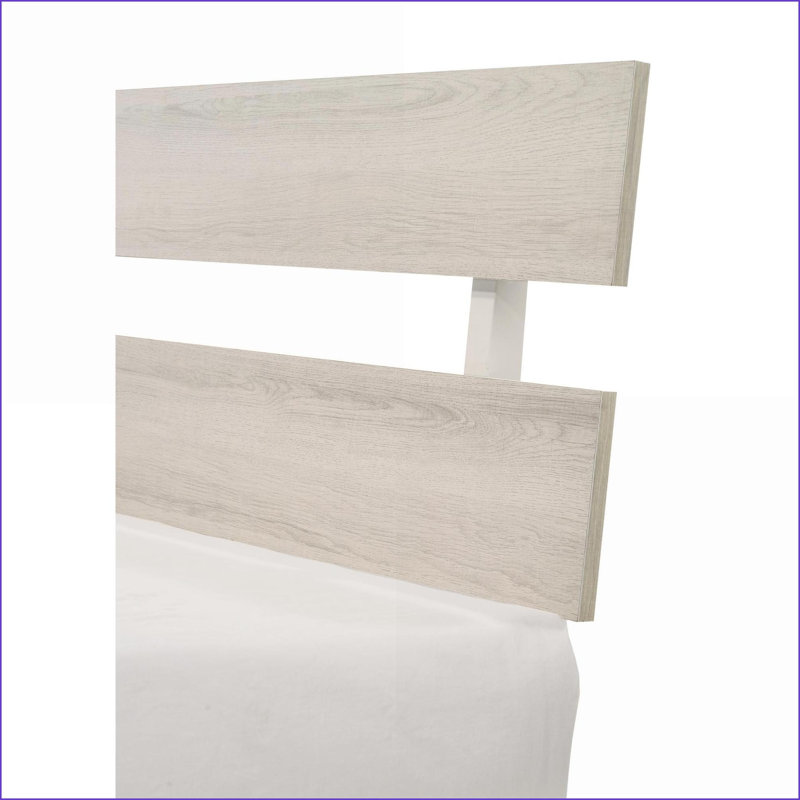 Pleine grandeur en bois massif Structure de lit plateforme en placage - Mobilier de chambre contemporain rustique blanc délavé