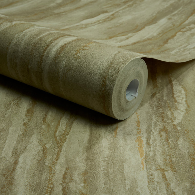 Textured Vibes Collection Patinated Plain Wallpaper Roll, Green