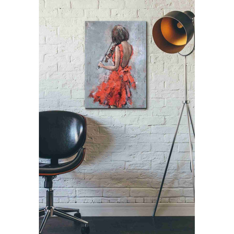 «Violinist in Red» par Alexander Gunin, art mural sur toile, H 26 po x l 18 po x P 1,25 po