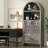 Arched Cabinet Bookshelf Bookcase - 71” Tall Mid Century Arched Display Cabinet, Open Shelf Storage Cabinet for Dining Room-1095776640