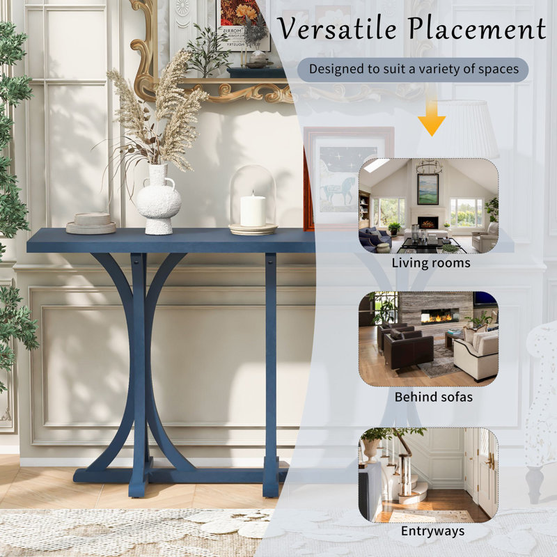 Thedrick 59.8'' Wooden Veneer Top Console Table, Navy Blue