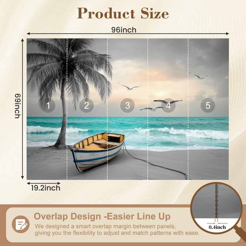 Papier peint auto-adhésif Coastal Peel and Stick, L 96 po x l 69 po