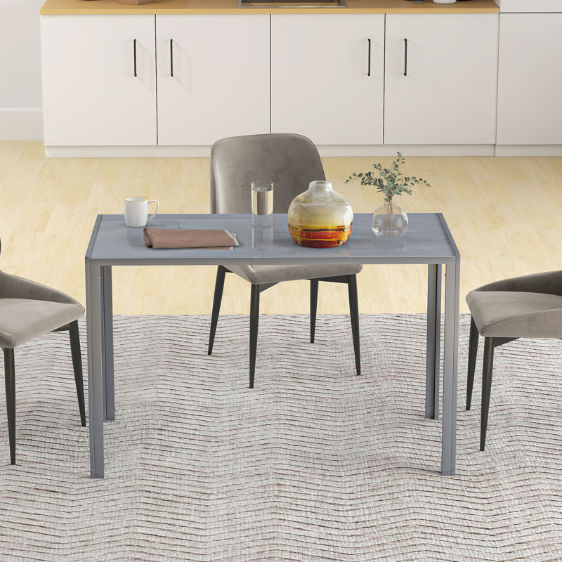 Glass Top Metal Base Dining Table