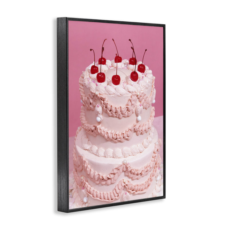 Art giclée de cerises roses par Lish Creative, H 18 po x l 12 po, Giclée encadrée noir minuit