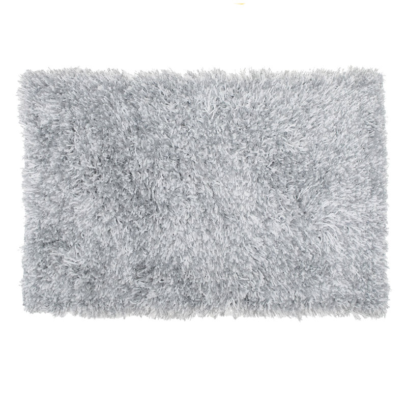 Izaias Cotton Blend Non-Slip Bath Rug, Silver