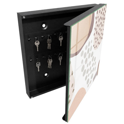 Key cabinet, Opens to the right, 30x30x5, White, Organic shapes in muted colors, 