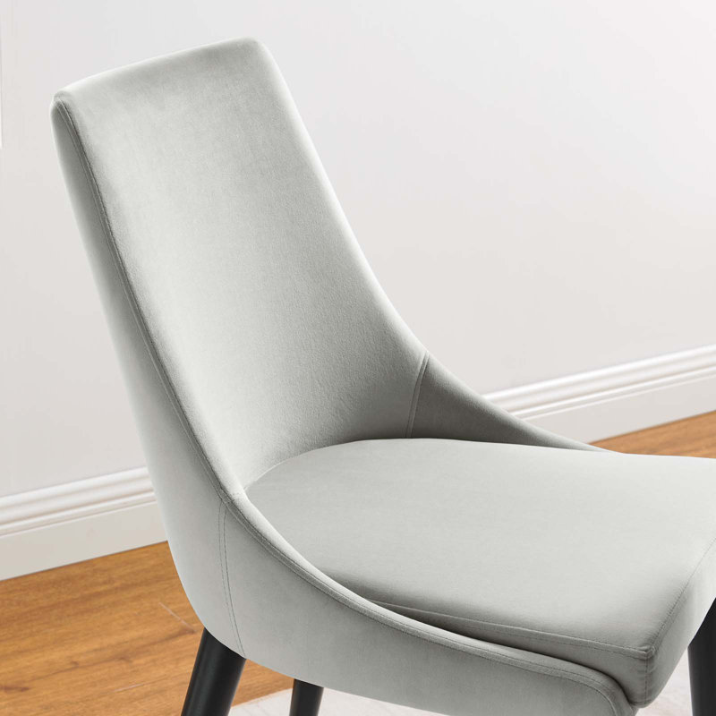 Modway Viscount Performance Velvet Dining Chair, Light Gray, 1