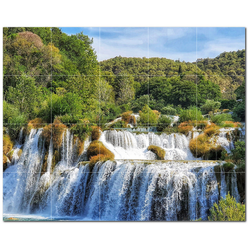 Murale en céramique satinée 12 "x 12" Waterfalls Photo