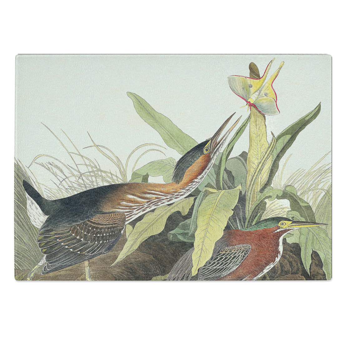 Glass Green Heron by John James Audubon Chopping Board