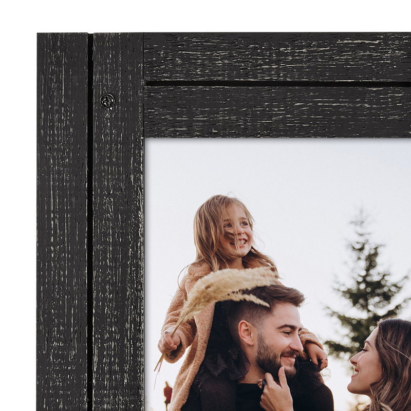 Double cadre photo - cadres photo en bois vieilli avec verre poli et transparent pour table et mur