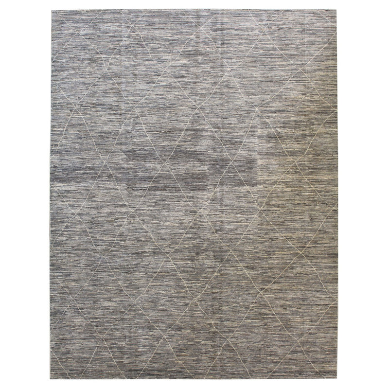 Moroccan Area Rug in Gray, Rectangle 8'2" x 9'9"