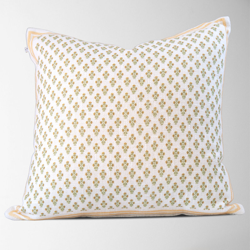 Floral Cotton Pillow Cover, Gold Floral