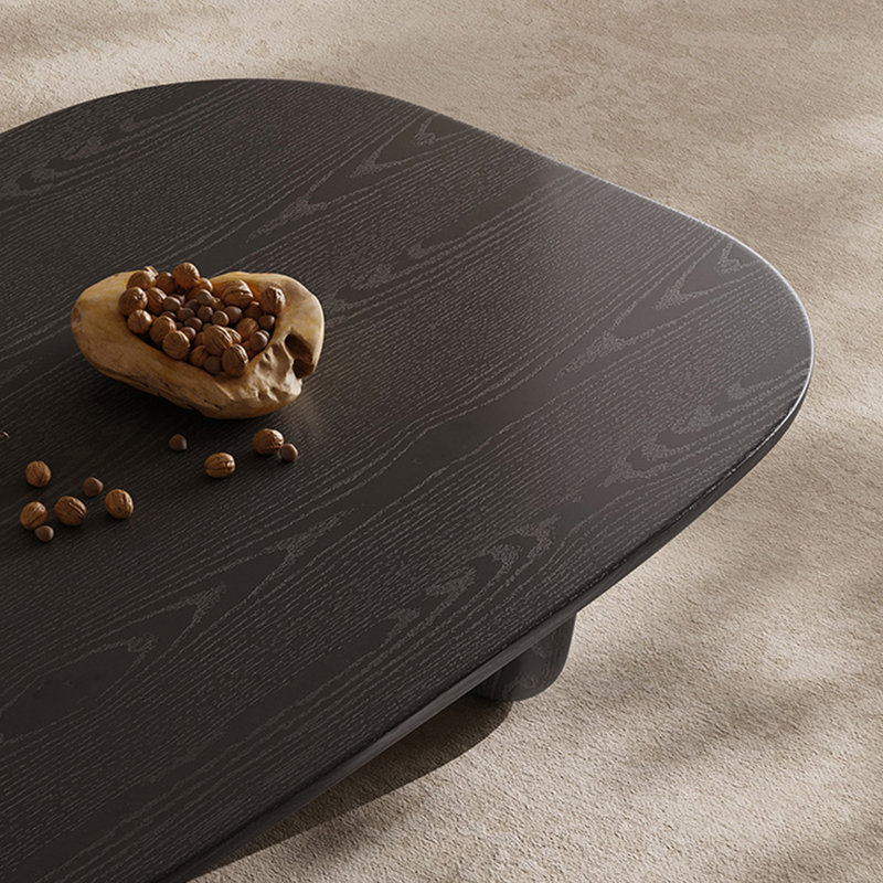 Table basse moderne en bois massif noir minimaliste