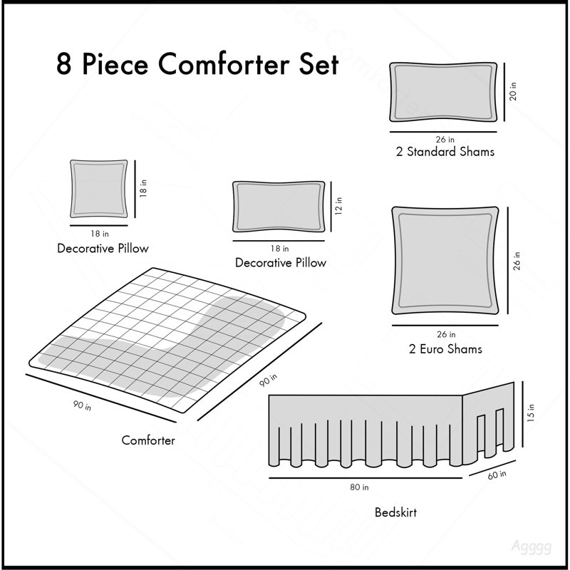 Queen 8 Piece Comforter Set, Queen Comforter + 7 Additional Pieces, Seafoam