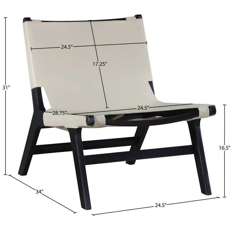 Fauteuil d'appoint en cuir Rawlins, Cuir végétalien beige, Noir