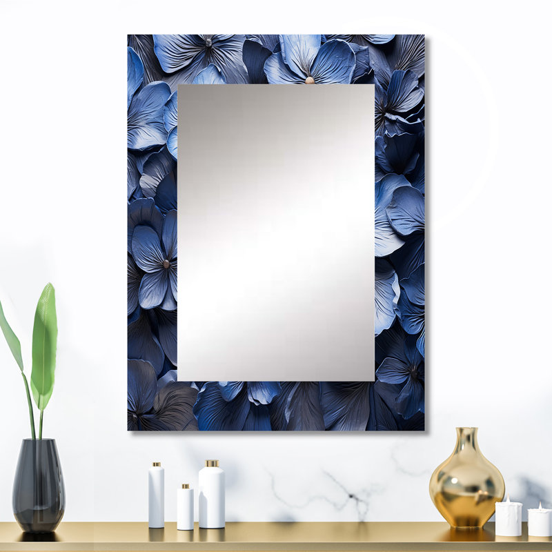 Ornement bleu violet - miroir Violets, miroir mural décoratif traditionnel, impression d'art en métal, 32 po x 24 po
