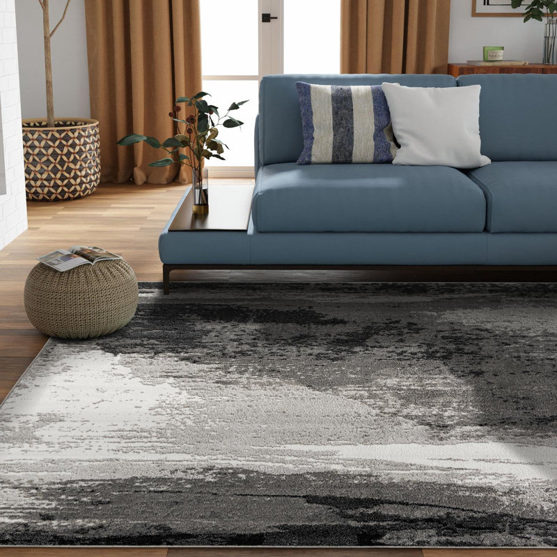 Tapis Ivy Bronx Glomma Nathanyl noir, Carré 7 pi 10 po