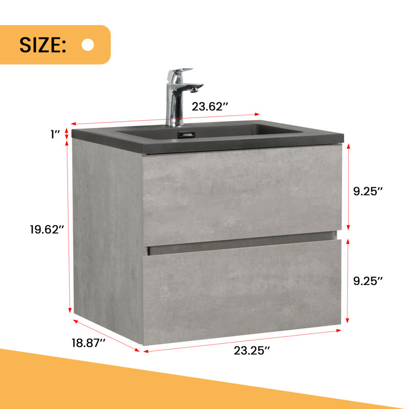 23.62'' Single Bathroom Vanity with Resin Top