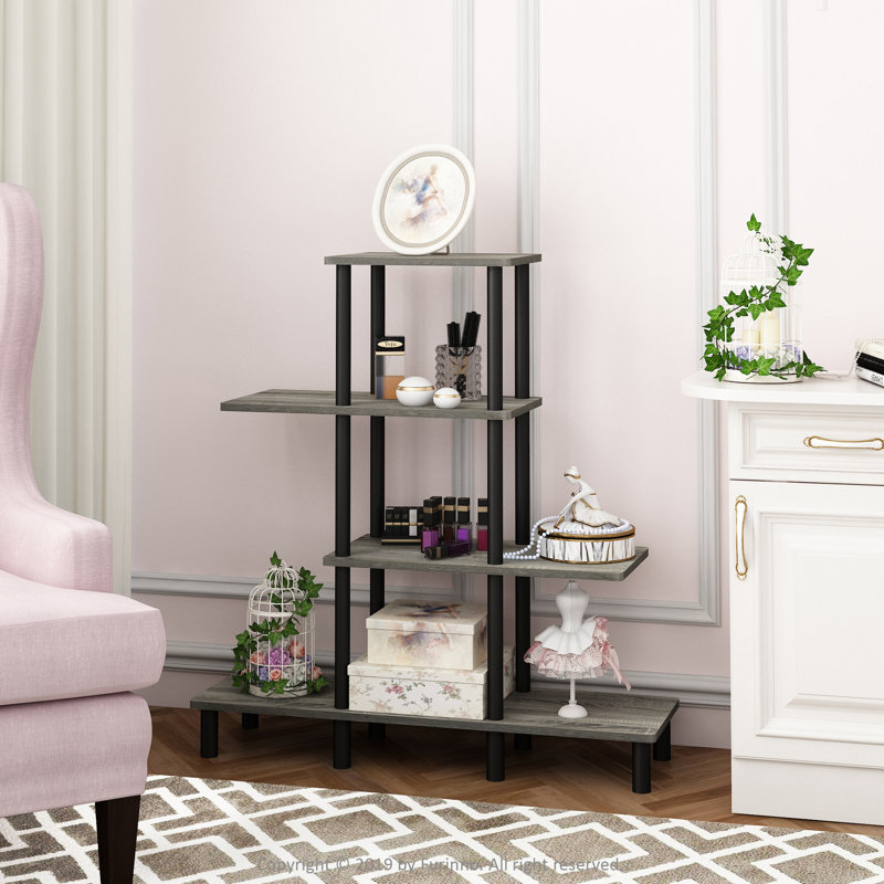 Tice Geometric Bookcase, French Oak Gray