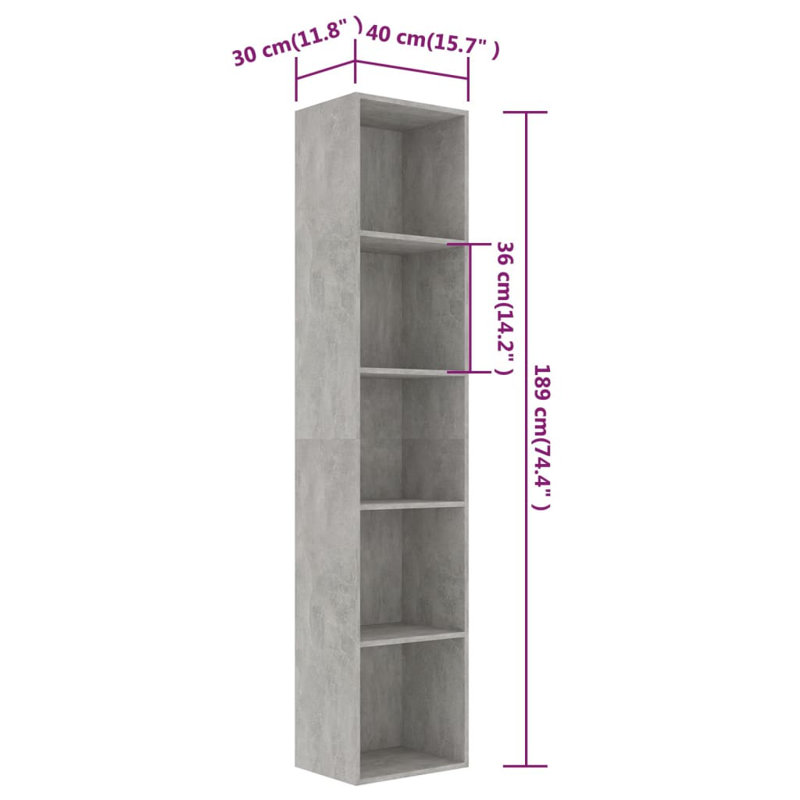 Attwood Bookcase, Black, 142cm H x 60cm W x 24cm D