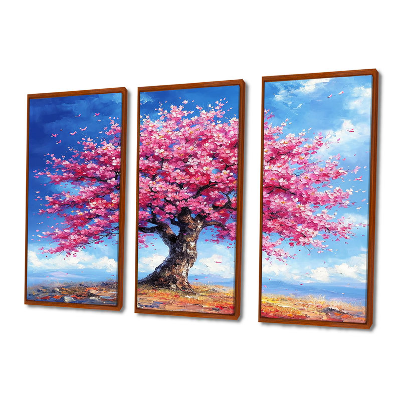Timeo - arbre sycomore, ensemble d'art mural, Cadre flottant brun, H 32 po x l 48 po x P 1 po