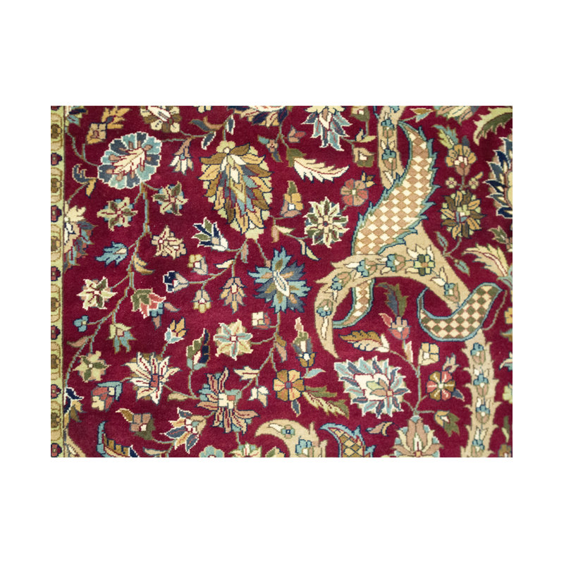 Tapis rouge et bleu marine noué à la main de haute qualité