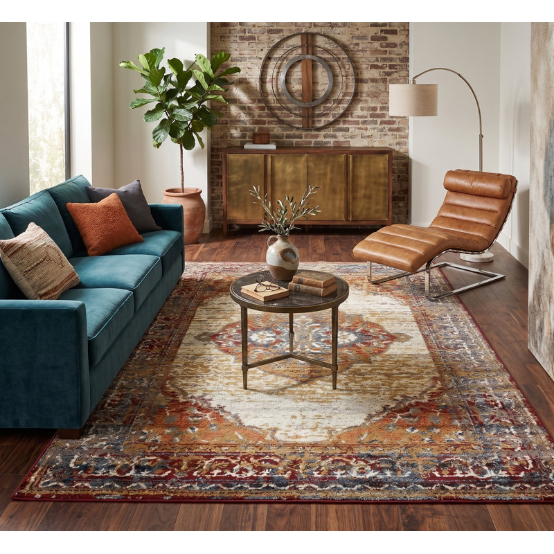 Dovev Vintage Distressed Medallion Oriental Area Rug, Rectangle 7'9" x 9'9"