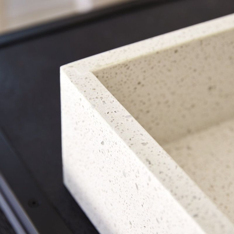 Tikamoon Made 40mm L x 40mm W Natural Premium Terrazzo Square Sink, White