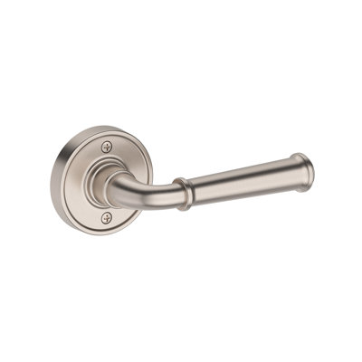 Dunsmoor Passage Lever with Recessed Round Rose in Satin Nickel