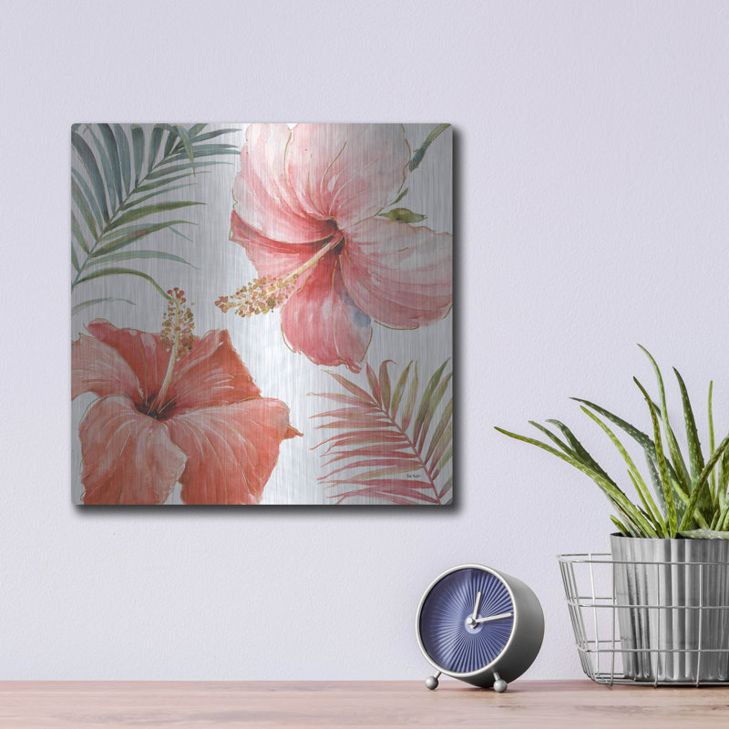 «Tropical Blush III» par Lisa Audit, art mural en métal, 12 po x 12 po