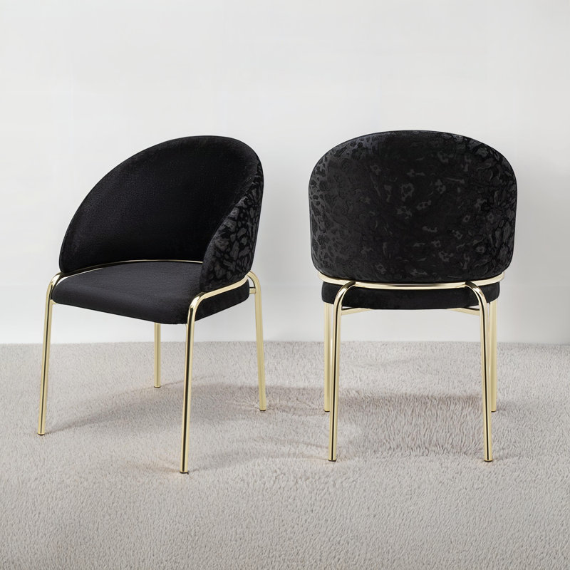 Chaises Onyx de style moderne 2 pièces en velours et pieds en métal doré - Noir, Noir