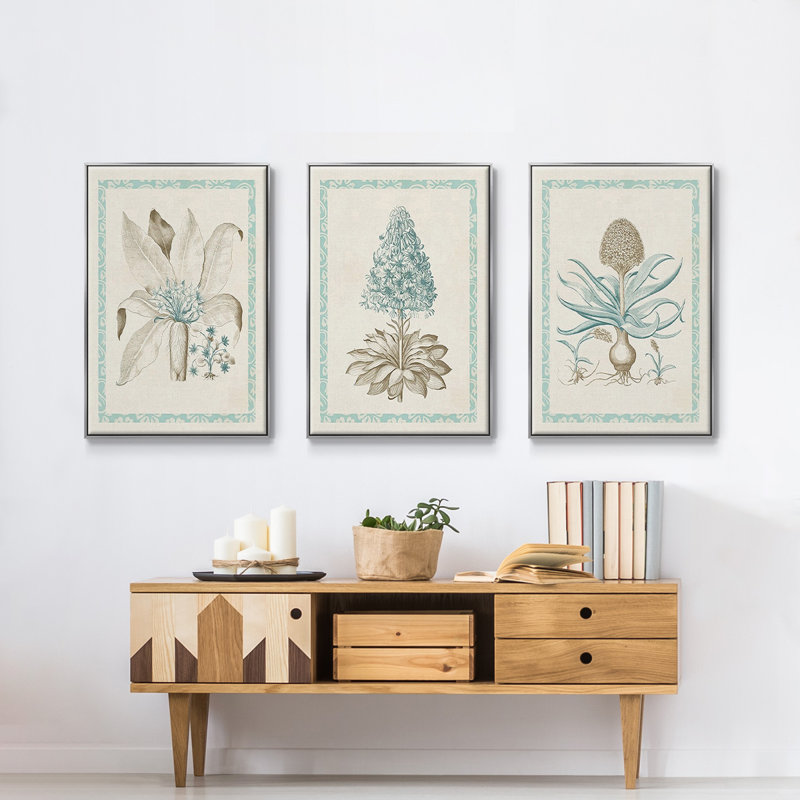 " Willow Blue Besler IV " 3 - Pieces, H 36 po x l 72 po x P 2 po, Argent