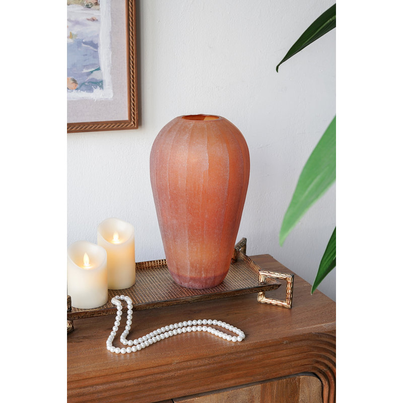 Vase en verre D6.5X10.5 ", H 13,3 po x l 8 po x P 8 po
