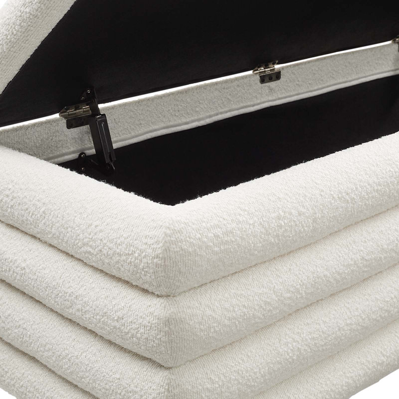 Cloud Boucle Upholstered Storage Bench with Channel Tufting