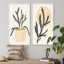 «Dark Silhouettes of Plants on Cream III», ensemble de 2 peintures