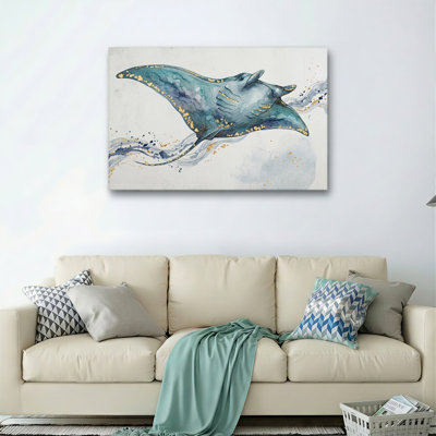 Ensemble de 1 tableau sur toile représentant une raie manta