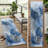 8' Runner Ivory Blue and Gray Abstract Washable Non Skid Indoor Outdoor Runner Rug