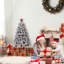 Arbre de Noël artificiel 2025 4,5 pi avec lumières de Noël blanc chaud floquées en PVC - Écoénergétique, DEL blanc doux, guirlandes de Noël d'intérieur, décoration d'arbre de Noël festif-1550022096