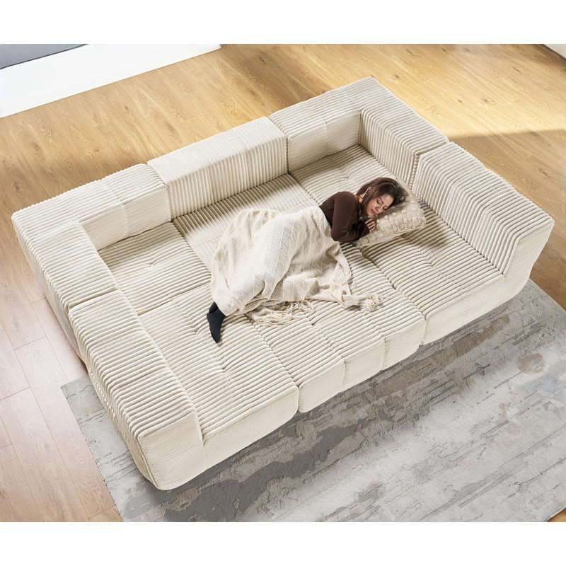 Canapé modulaire Boneless, Velours côtelé beige