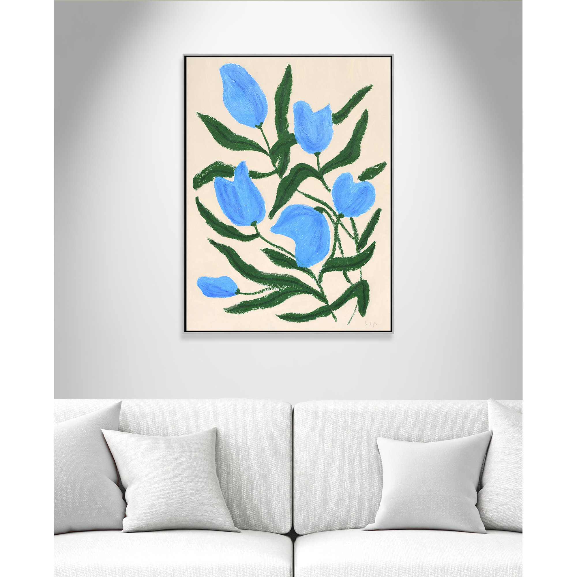 Blue Tulips Print by Camilla Bergqvist, 49.5" H x 37.5" W, Silver