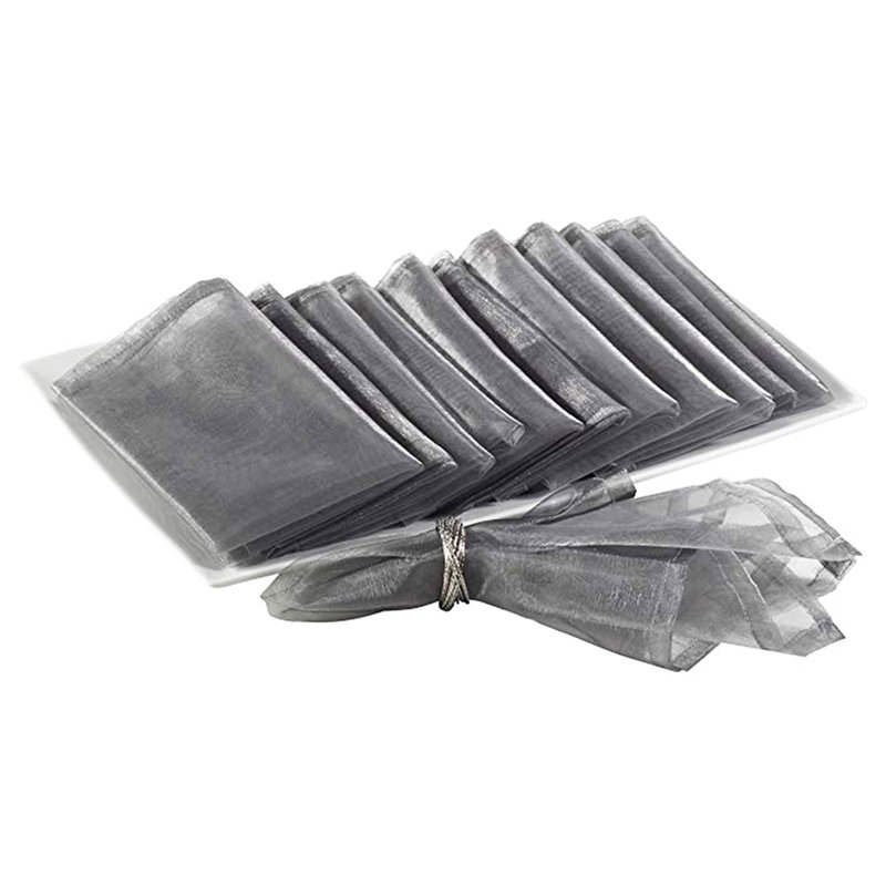 Elegant Sheer Organza Cloth Napkins 20" W X 20"l, Set Of 12, Silver