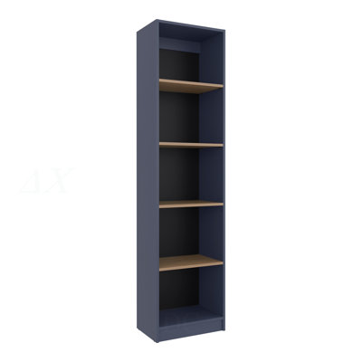Bibliothèque Home Xs avec tablettes à 5 niveaux et conception mince, pour un salon de style compact, une chambre ou un bureau, chêne naturel