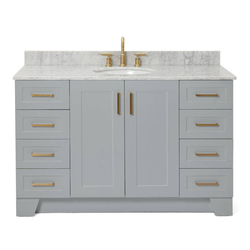ARIEL TAYLOR 49 IN SINGLE RECTANGLE SINK VANITY, Oval, Gray, 54"