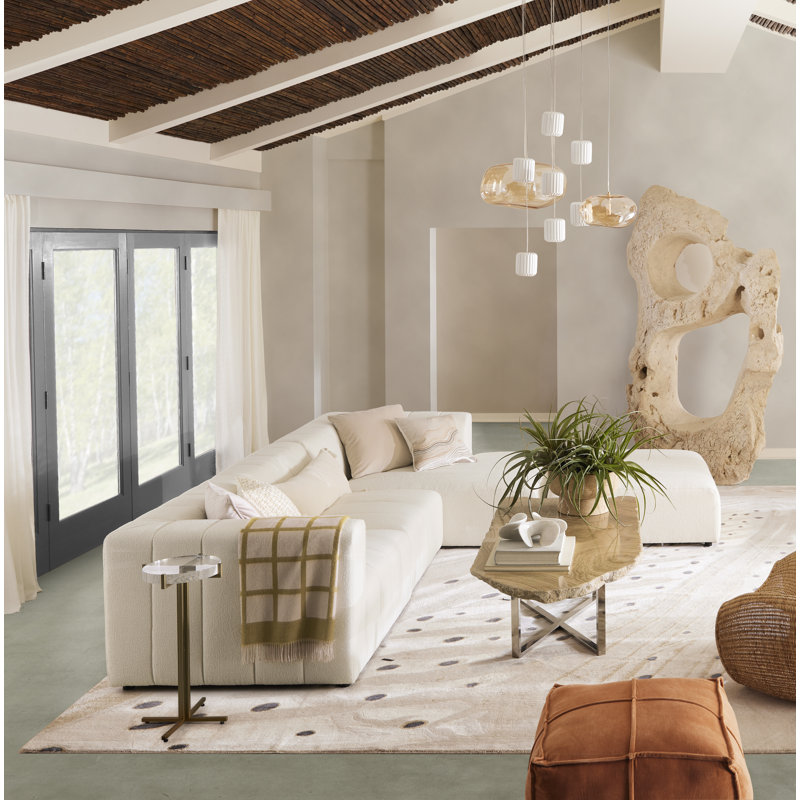Grayson 110" Left Hand Facing Sectional with Ottoman, Saxon Charcoal Polyester Blend, Left Hand Facing