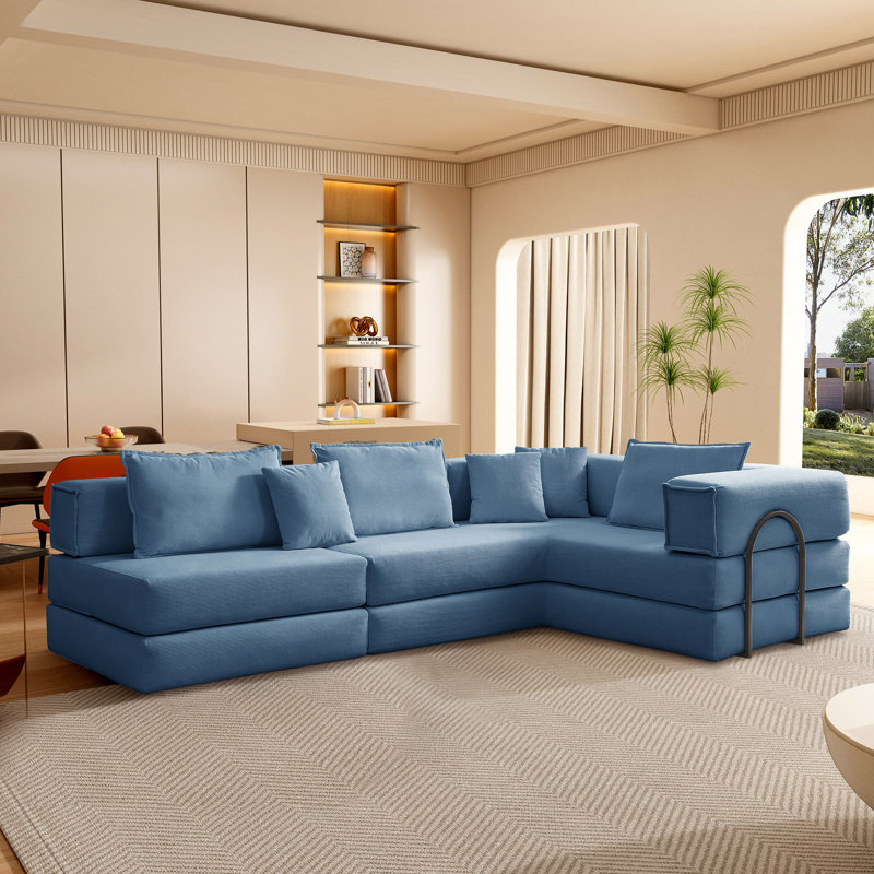 Canapé-lit convertible - Canapé-lit pliable modulaire pour salon, chambre à coucher, Bleu