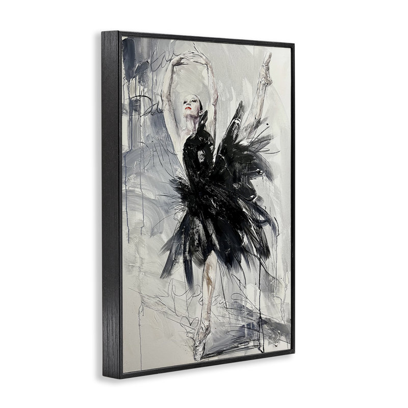 Estampe abstraite gracieuse, dessin par Lucille Lee, H 18 po x l 12 po, Giclée encadrée noir minuit