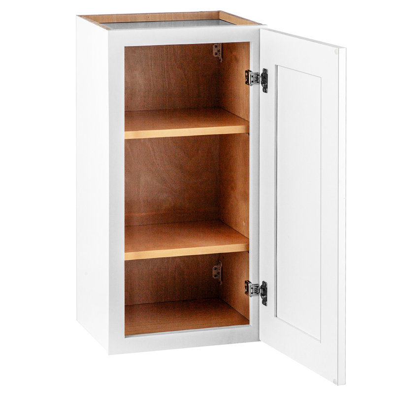 Armoire murale en bois massif blanc pour la cuisine, le bureau, le salon, le rangement, 1 porte et 2 tablettes réglables 9W12d30h