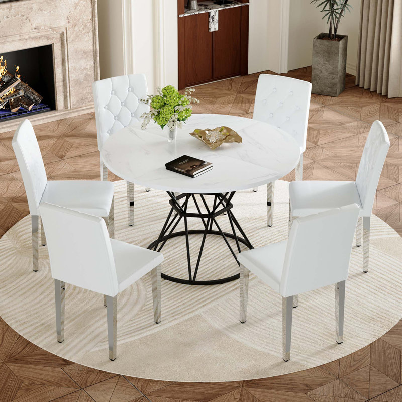 Ensemble repas industriel avec chaises ergonomiques, Blanc